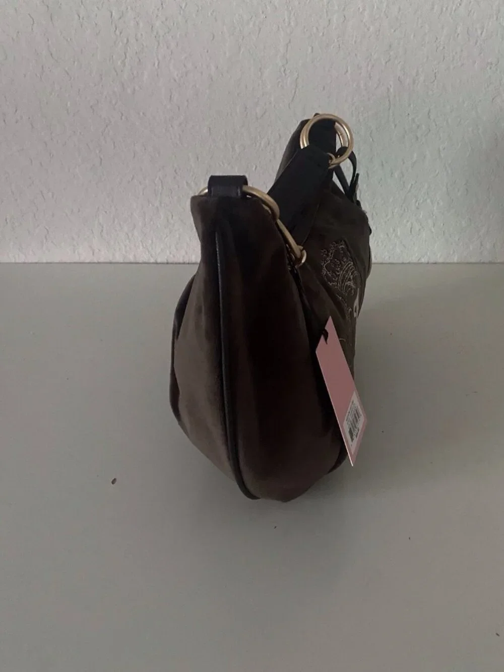 Juicy Couture Need More Juicy Hobo Shoulder Bag Chocolate W/ Heart Charm NEW